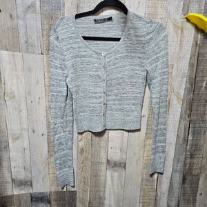 Peruvian Connection Grey Heather Long Sleeve Pima Cotton Blend Knit Cardigan